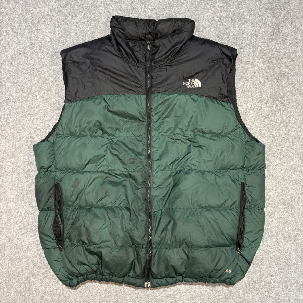 The North Face Nuptse 700 Puffer Vest Mens XXL Green Black Down Insulated Jacket